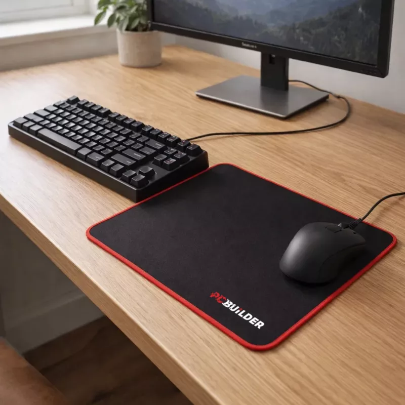 PCBuilder TRACK Small pelėdė – audinio paviršius, susiūti kraštai, neslystanti guminė bazė, 3 mm storio, juoda