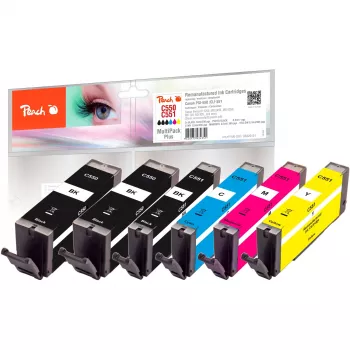Peach 320124 dažų multipakas – juoda, žydra, rausvai raudona, geltona – pigmentiniai rašalai – 8,5 ml – 6 vnt.