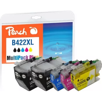 Peach suderinama rašalo kasetė Brother LC-422XL MultiPack Plus 4 rinkinys (juoda, žydra, rausvai raudona, geltona)