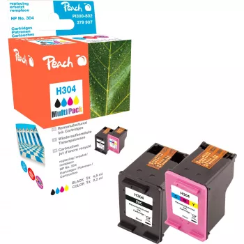Peach PI300-802 2 vnt. komplektas suderinamų rašalo kasečių HP 304 (juoda ir triguba spalva)