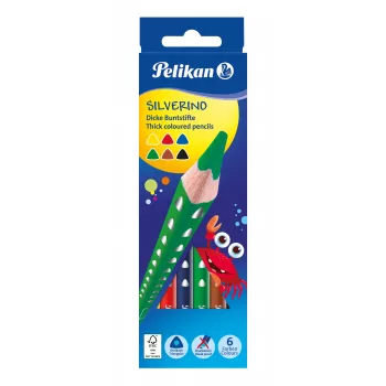 Pelikan 700610 spalvotų pieštukų rinkinys, 6 vnt. (juodas, rudas, žalias, raudonas, violetinis, geltonas)