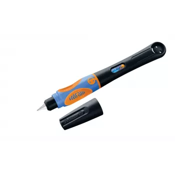 Pelikan griffix® plunksnakotis kairiarankiams - Neon Black - mėlyni rašalai - kasetinė sistema - plastikinis korpusas - nerūdijančio plieno plunksna - kairiarankiams (820356)