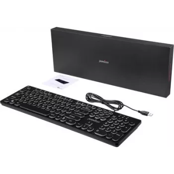 Perixx PERIBOARD-317 R DE B laidinė USB klaviatūra, vokiška QWERTZ klaviatūra, baltas LED apšvietimas, juoda 12011