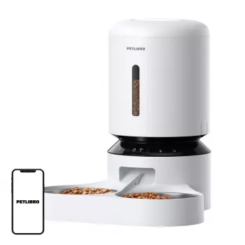PETLIBRO Granary Food Dispenser su Dvigubu Dubenėliu, WiFi, 5L, Baltas