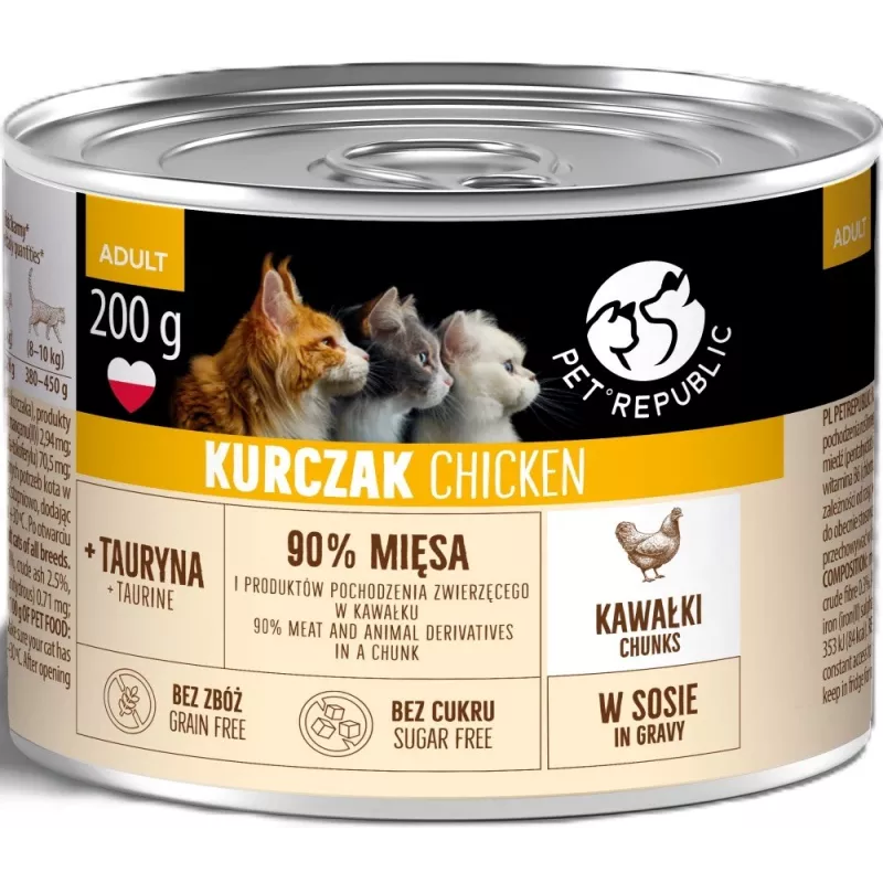 PETREPUBLIC Adult Chicken Chunks in Sauce šlapias kačių maistas – 10 x 200 g