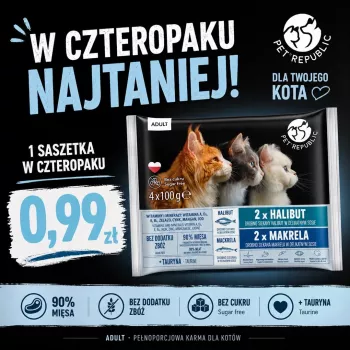 PETREPUBLIC Adult Halibut and Mackerel šlapias kačių maistas – 4x100g maišeliai