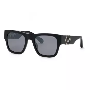 Philipp Plein vyriški akiniai nuo saulės SPP042M54703X – juodas rėmelis, pilki lęšiai, 54 mm