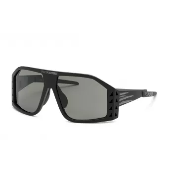 Philipp Plein Sport SSP002-610U28 Vyriški Akiniai nuo Saulės – Juodas Rėmas, Pilki Lęšiai, 61/15/130 mm