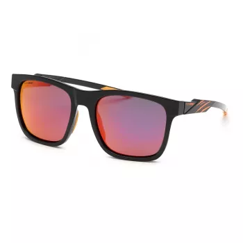 Philipp Plein Sport SSP010-56Z42P Vyriški stačiakampiai akiniai nuo saulės – juodas rėmelis, pilki poliarizuoti lęšiai 56/19/135 mm