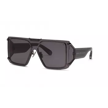 Philipp Plein SPP096M990I86 Vyriški Aviatoriaus Stiliaus Akiniai nuo Saulės, Metalinis Rėmelis, Juodi, Pilki Gradientiniai Lęšiai, UV400, 99 mm