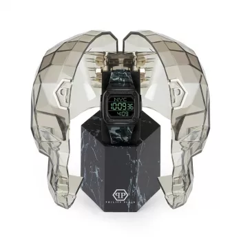 Philipp Plein The $kull vyrų kvarcinis laikrodis 44mm nerūdijantis plienas juodas silikonas PWHAA1822