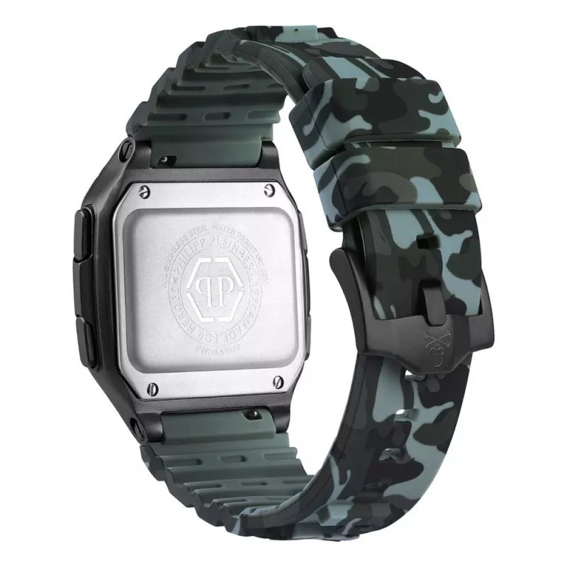 Philipp Plein The $kull vyrų kvarcinis laikrodis 44mm nerūdijantis plienas juodas silikonas PWHAA1822