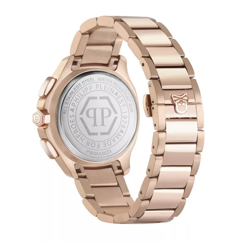 Philipp Plein The Skeleton vyrų kvarcinis laikrodis PWSAA0623 44mm juodas silikoninis dirželis