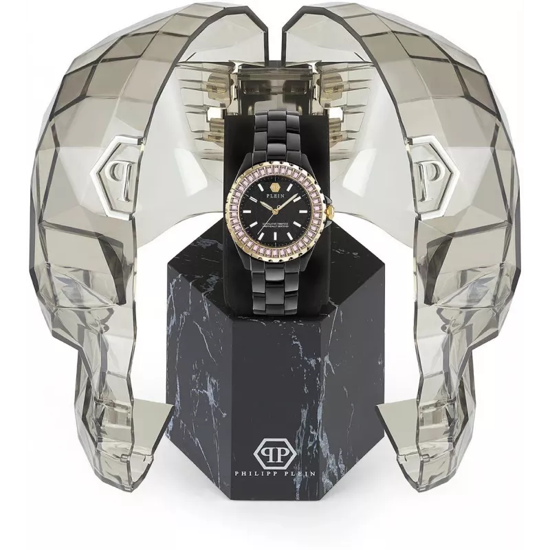 Philipp Plein The Skull moteriškas laikrodis 38mm nerūdijantis plienas juodas silikonas PWPPA0324