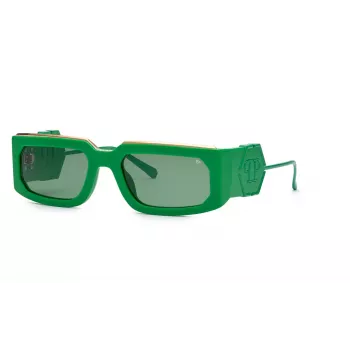 PHILIPP PLEIN Unisex Sunglasses SPP119M580859 - Juodas rėmelis, pilki lęšiai, 58 mm