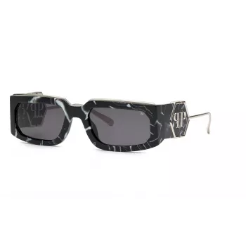 PHILIPP PLEIN Unisex Sunglasses SPP119M580Z21 - Black Acetate Frame, Grey Polycarbonate Lenses, UV400 Protection