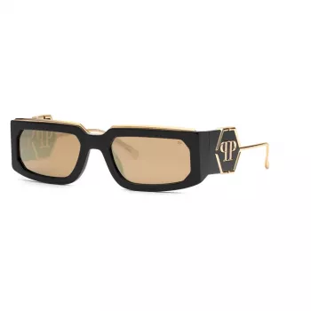 PHILIPP PLEIN Unisex Akiniai SPP119M58700G – Juodas Rėmas, Pilki Gradientiniai Lęšiai 58mm