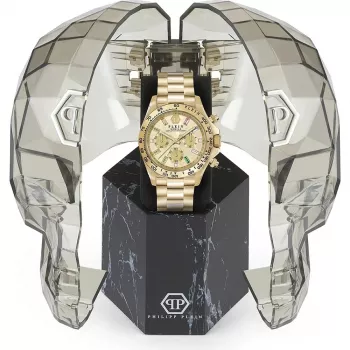 Philipp Plein moteriškas laikrodis PWSBA0223 kvarcinis analoginis 38mm rožinio aukso spalvos nerūdijantis plienas