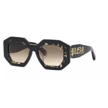 Philipp Plein moteriški akiniai nuo saulės SPP098M530700 - juodas acetato rėmelis, pilki lęšiai, 53 mm