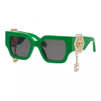 Philipp Plein moteriški akiniai nuo saulės SPP103S510D80 juodi pilkas gradientas 51mm