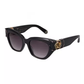 Philipp Plein moteriški akiniai nuo saulės SPP140M510700 – juodas rėmelis, pilki lęšiai, 51 mm