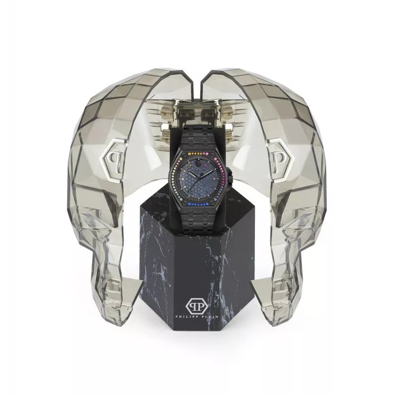 Philipp Plein moteriškas laikrodis PWJAA1423 The Skull 38mm rožinio aukso atspalvio