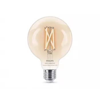 Philips Smart Wi-Fi G95 E27 LED lemputė, reguliuojama balta 2700-6500K, 60W atitikmuo, skaidri | Kur.lt