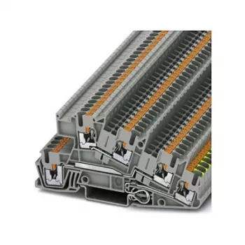 Phoenix Contact 3213949 PTI 2,5-PE/L/L daugiapakopis gnybtų blokas, Push-in, 3 pakopos, 6 jungtys, 2,5 mm², 400 V, 24 A, pilkas