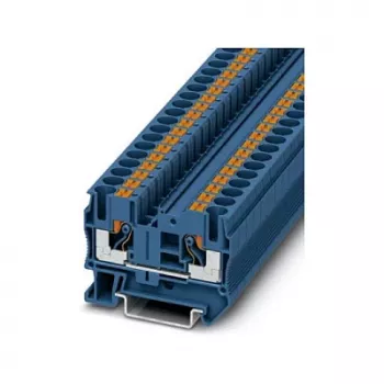 Phoenix Contact PT 6 BU 6 mm² mėlynas praėjimo gnybtas su Push-in technologija, 41 A, 1000 V, DIN bėgeliui