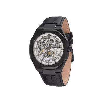 Pierre Cardin vyriškas analoginis kvarcinis laikrodis CF.1002.LB.1 42mm juodas ciferblatas odinis dirželis