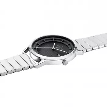 Pierre Cardin Vyriškas analoginis kvarcinis laikrodis CLC.6006 – 43 mm nerūdijančio plieno korpusas, juodas odinis dirželis