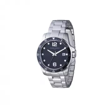 Pierre Cardin vyriškas analoginis laikrodis CNI.0026, 40 mm nerūdijančio plieno korpusas, juodas odinis dirželis
