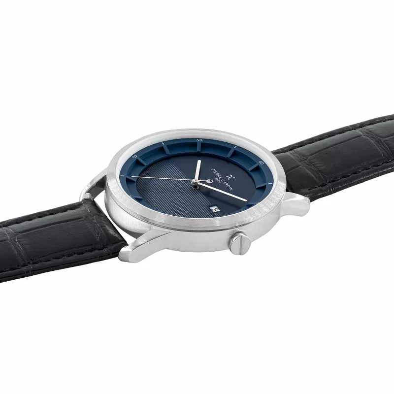 Pierre Cardin vyriškas laikrodis CLC.6004 43mm nerūdijantis plienas oda juodas ciferblatas