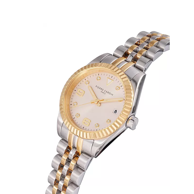 Pierre Cardin moteriškas laikrodis CF.1012.MU.4 28mm nerūdijančio plieno tinklinė apyrankė sidabrinis ciferblatas