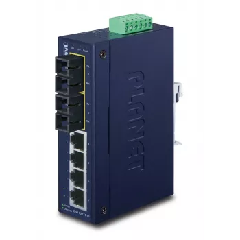 PLANET ISW-621TS15 Industrial Unmanaged L2 Fast Ethernet Switch su 4x 10/100 + 2x 100Base-FX SC Multi-mode, DIN-Rail/Wall-Mount, -40 iki 75°C