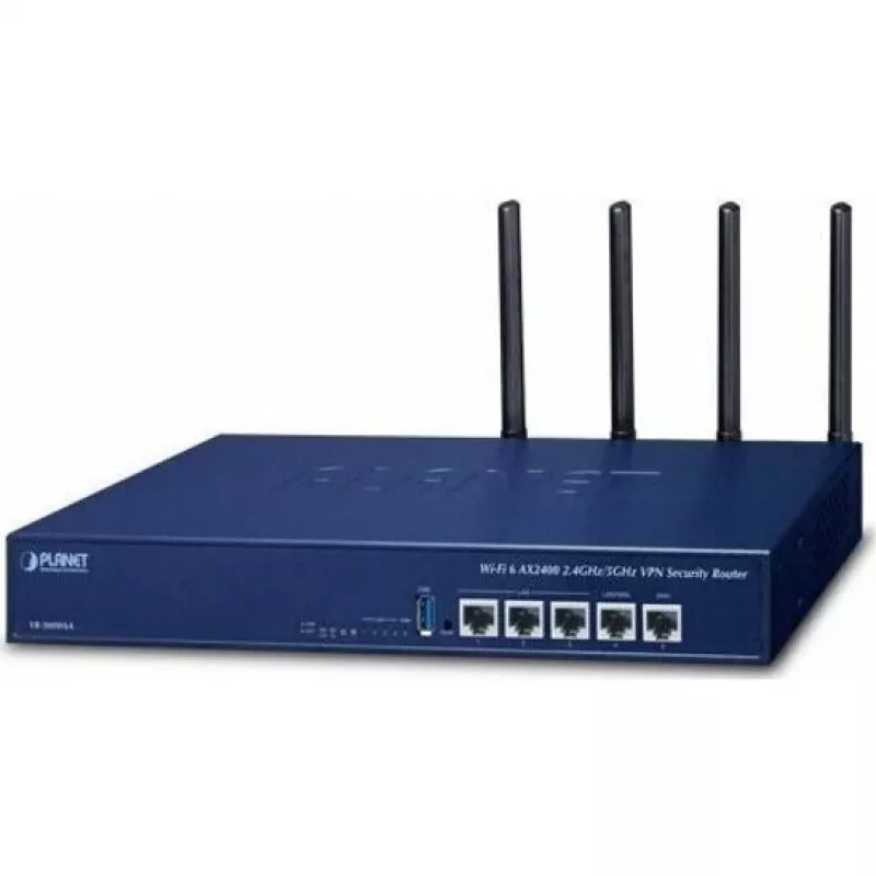 PLANET VR-300W6A Enterprise Wi-Fi 6 AX3000 Dual-Band Gigabit maršrutizatorius su VPN, VLAN, QoS, HA, AP valdikliu, 2x WAN SD-WAN, 3x LAN