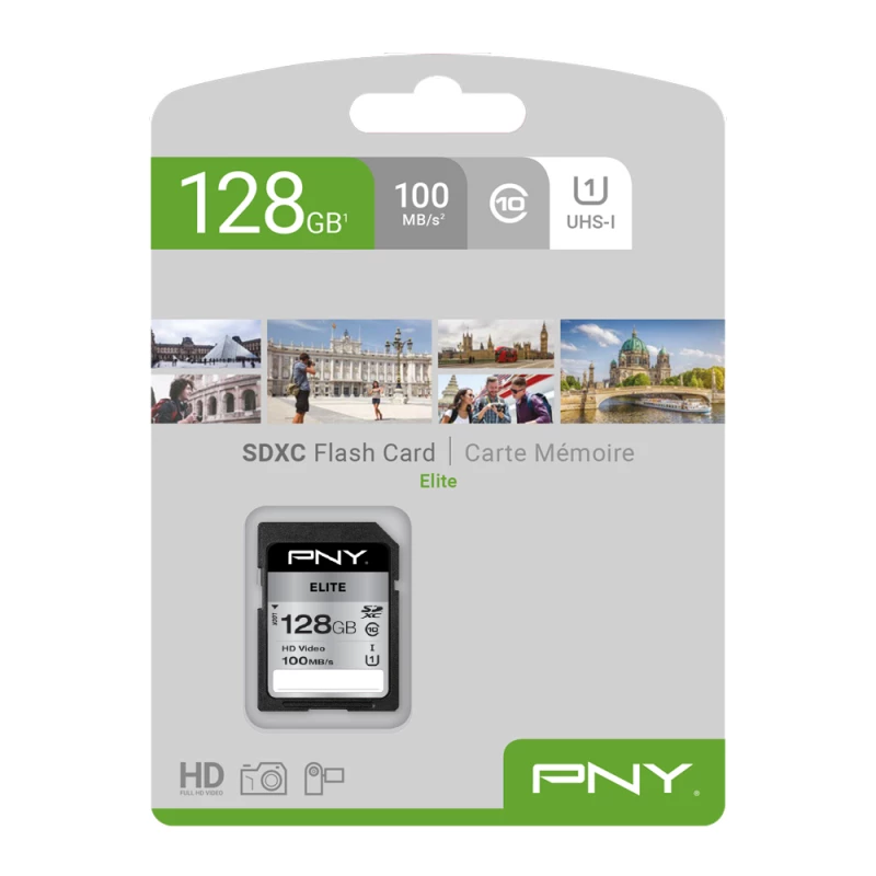 PNY Elite 128GB SDXC UHS-I U1 Class 10 atminties kortelė - iki 100MB/s skaitymo