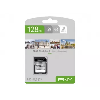 PNY Elite 128GB SDXC UHS-I U1 Class 10 atminties kortelė - iki 100MB/s skaitymo