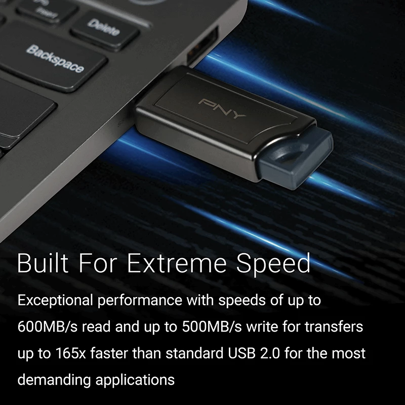 PNY PRO Elite V2 256 GB USB 3.2 Gen 2 Type-A Capless Black Flash Drive