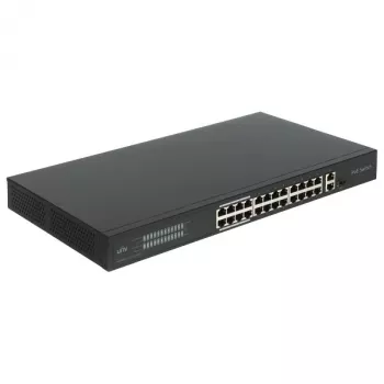 POE LANG NSW3000-24T1GT1GC-POE-IN 24-Port Gigabit PoE+ Switch su 2 Uplink prievadais, 370W, nevaldomas, 1U montuojamas į stelažą