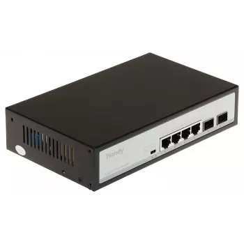 POE LANG TC-P3S06 nevaldomas PoE+ komutatorius, 4x 10/100Mbps RJ45 PoE+ (60W), 2x SFP Uplink, stalinis/metalinis