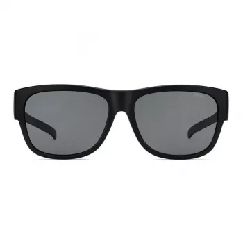 Polaroid Ancillaries PLD9003SDL5 Unisex stačiakampiai akiniai nuo saulės – matinio juodo rėmelio, pilki poliarizuoti lęšiai