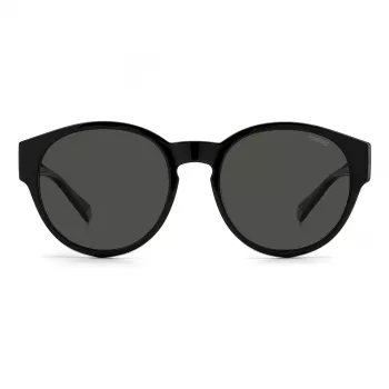 Polaroid Ancillaries PLD9017S08A Unisex stačiakampiai akiniai nuo saulės – juodas rėmelis, pilki poliarizuoti lęšiai