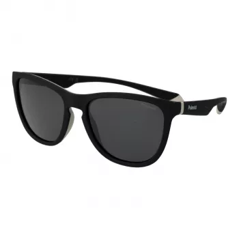 Polaroid PLD2133S08AM9 Unisex stačiakampiai akiniai nuo saulės – juodas rėmelis, pilki poliarizuoti lęšiai, 56 mm