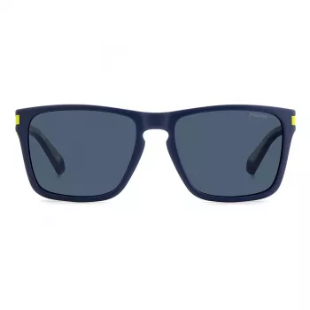 Polaroid PLD2139SFLL Unisex stačiakampiai akiniai nuo saulės – juodas rėmelis, pilki lęšiai 56 mm