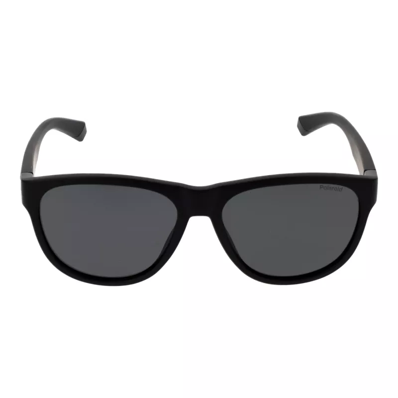Polaroid PLD2156S56003 Unisex Rectangular Sunglasses - Juodas rėmas, pilki poliarizuoti TAC lęšiai, UV400 apsauga