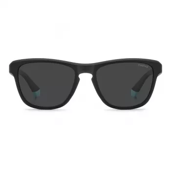 POLAROID PLD2168S003 Vyriški stačiakampiai akiniai nuo saulės – Matinis juodas rėmelis, pilki poliarizuoti lęšiai, 54 mm