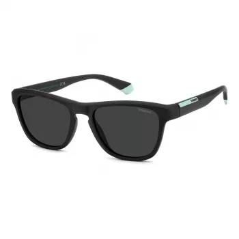 POLAROID PLD2168S003 Vyriški stačiakampiai akiniai nuo saulės – Matinis juodas rėmelis, pilki poliarizuoti lęšiai, 54 mm