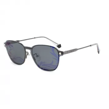 POLAROID PLD6119GCSKJ1 Unisex Rectangular Sunglasses - Grey Polarized Lenses, Black Frame, 53mm