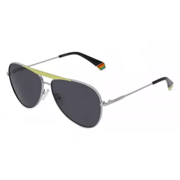 Polaroid PLD6200SXKU2G Unisex Rectangular Sunglasses - Polarized Grey Lenses - Black Frame